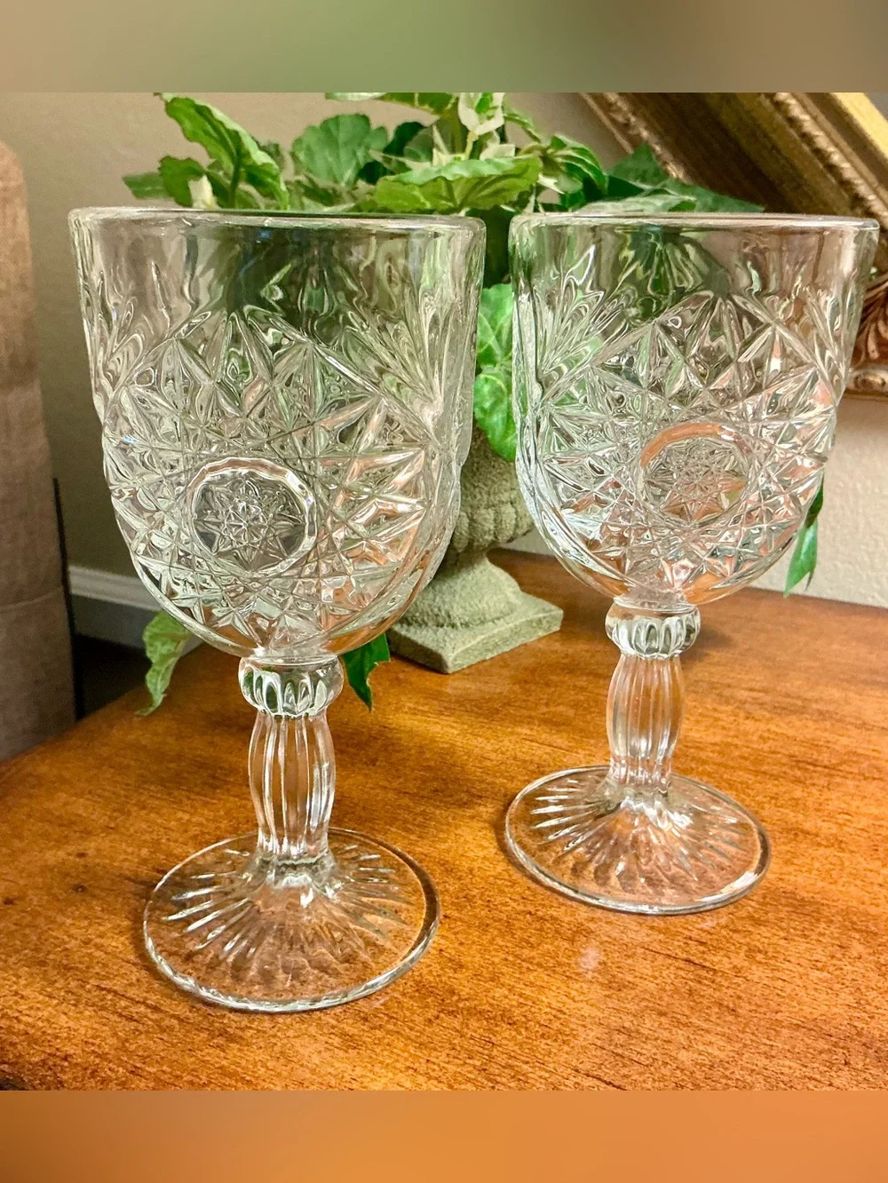 Libbey Glass Company Hobstar Water Goblets (set of 2)